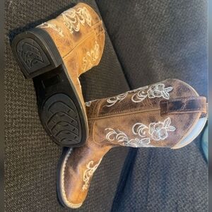 Little girl's Brown Embroidered Ombre Cowgirl Boots size 10